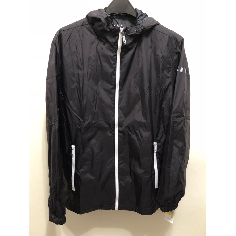 DKNY Logo Rain Hoodie Men Medium NWT Retail $150